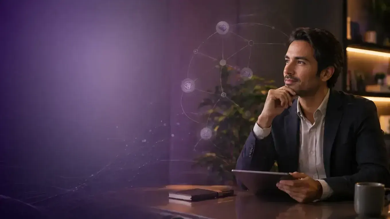 Workspace estratégico com sobreposição sutil de conexões e método