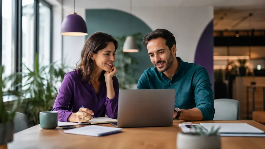 Empreendedores analisando trabalho em conjunto