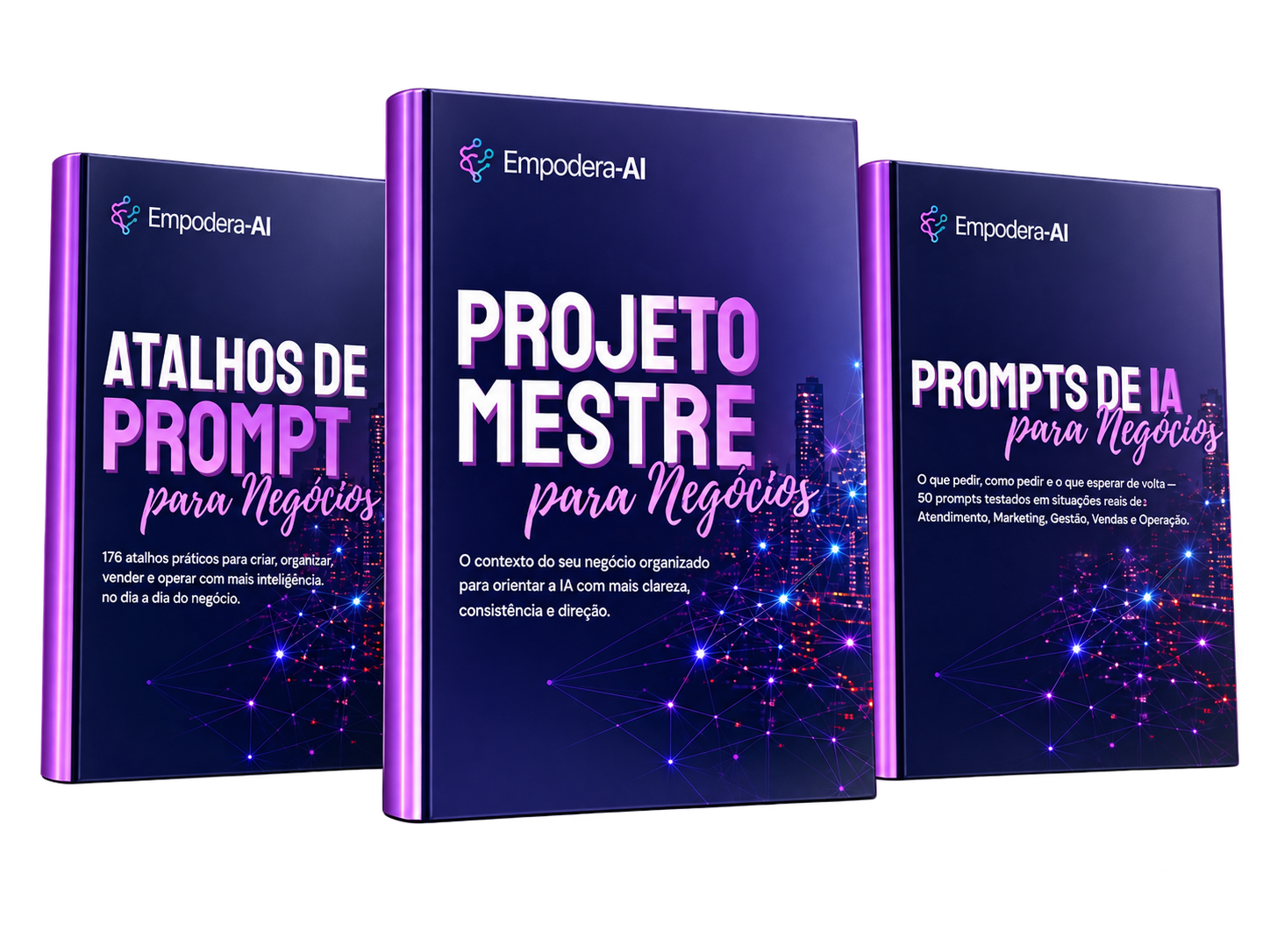 Projeto Mestre, Caderno de Prompts de IA para Negócios e Caderno de Atalhos de Prompt para Negócios