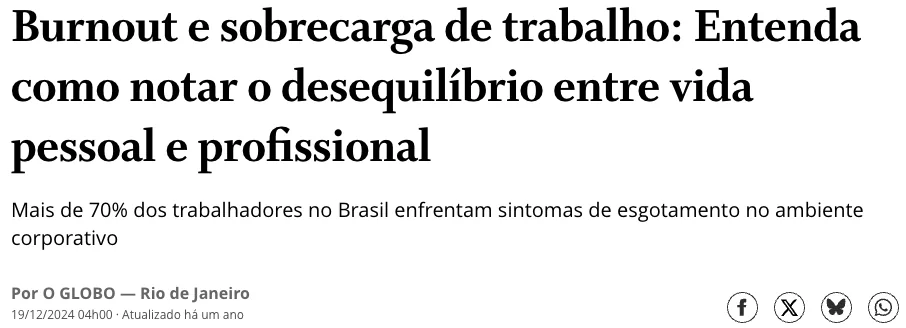 Manchete: Burnout e sobrecarga de trabalho